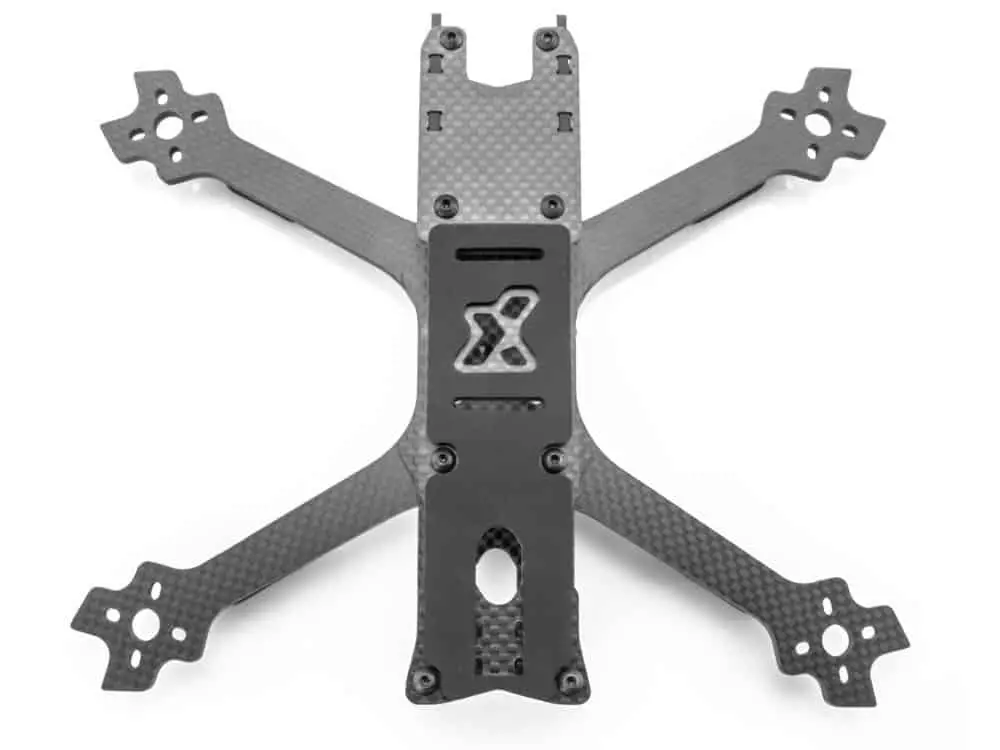 Protrusions on the frame improve drone durability by protecting motors and camera from crash.