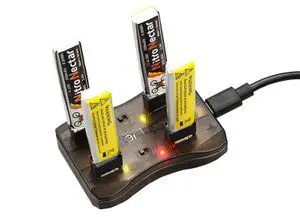 The NewBeeDrone Nectar Injector Smart Charger can charge 4 LiPo batteries at once.